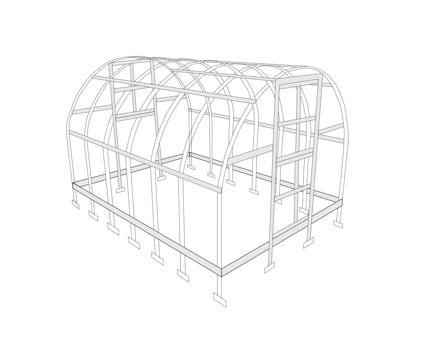 Kasvihuone Omega Strong terässokkelilla 12 m²