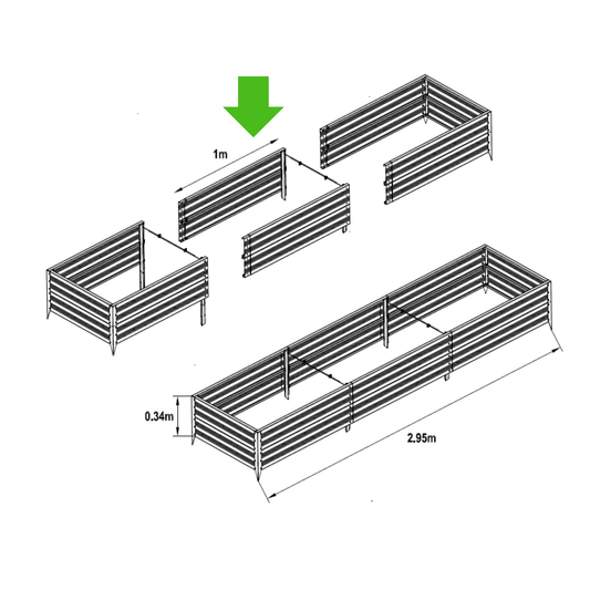 Viljelypenkin reunus PREMIUM LUX -jatkopala 1 m 340 mm