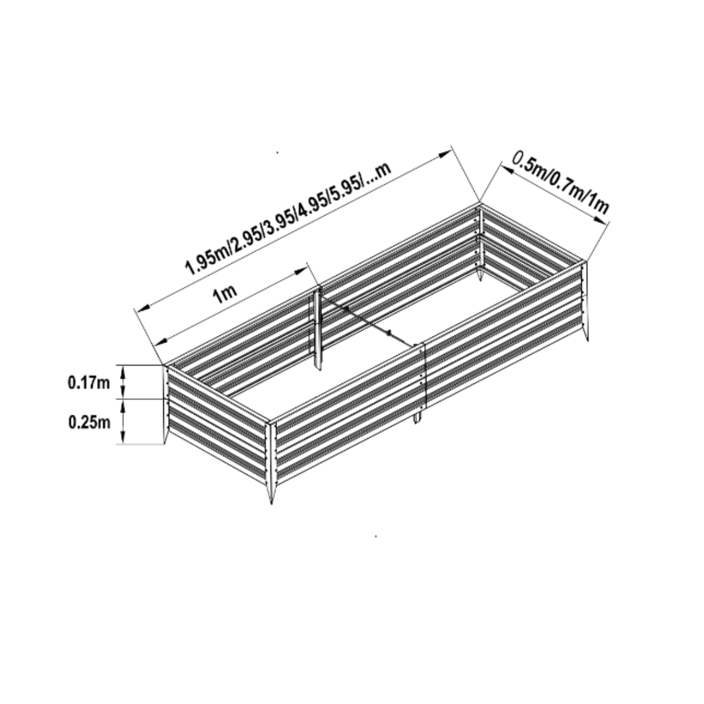 Viljelypenkin reunus PREMIUM LUX 1000x2000x340 mm